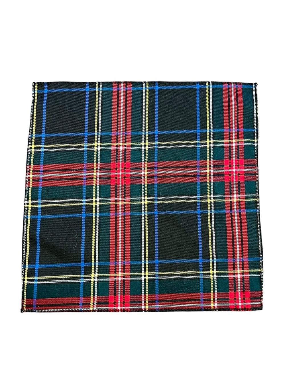 Men’s Tartan Plaid Pocket Square Black Green Red Blue - Picture 2 of 3